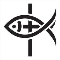 Classic Christian Fish Icon in Black-and-White vector