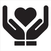 Minimalist Heart and Hands Line Art Icon vector