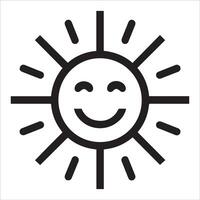 Black-and-White Happy Sun Outline Design vector
