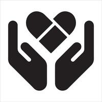 Caring Hands with Heart Outline Design vector