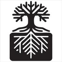 Thin Line Tree with Leaves Growth Symbol vector