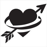Black-and-White Heart and Arrow Line Art vector