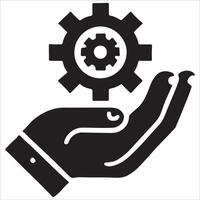 Service and Efficiency Symbol with Gear and Hand vector