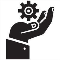 Hand and Gear Symbolizing Service and Support vector