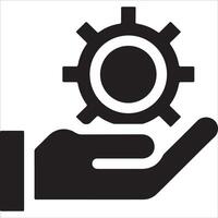 Service Icon with Hand and Gear in Line Art vector