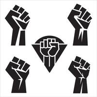 Monochrome Fist Icon Representing Strength Set vector