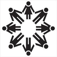 Monochrome People in Unity Holding Hands vector