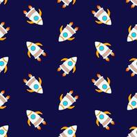 Space jets seamless pattern. Children spaceships design, rocket background, galaxy wallpaper vector
