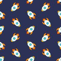 Spacecraft seamless pattern. Rocket, spaceship design, jet background, galaxy wallpaper vector