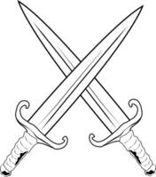 Crossed swords. Sword. Weapon symbolizing strength, honor and power. Element your design. vector