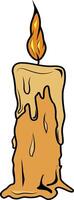 Candle flame. Wax dripping. Candle. Candle is a source of light and heat. Wax with a wick inside. Symbolic element in various cultures and traditions. vector