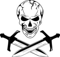 Skull and crossed swords. Crossed swords. Sword. Weapon symbolizing strength, honor and power. Element your design. vector