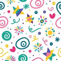 seamless pattern with colorful shapes and stars vector