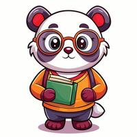 panda with glasses and book vector