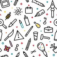 a seamless pattern with various objects and tools vector