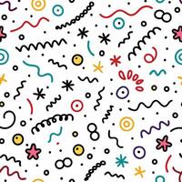 seamless pattern with colorful doodles and shapes vector