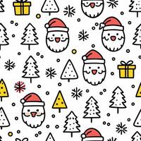 christmas seamless pattern with santa claus and trees vector