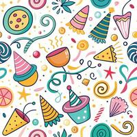 seamless pattern with colorful party items vector