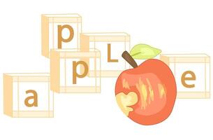 The word apple is assembled from cubes. vector