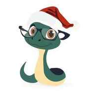 Cute snake in glasses character. Year of the Snake character vector