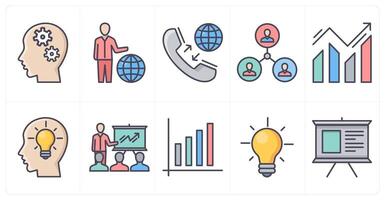 A set of 10 business icons as business management, global business, international call vector