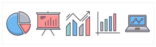 A set of 5 Business icons as pie chart, board presentation, business increase vector