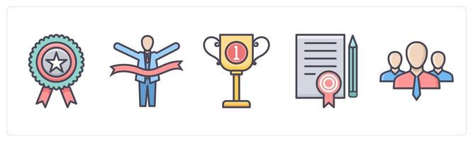 A set of 5 Business icons as badge, champion, trophy vector