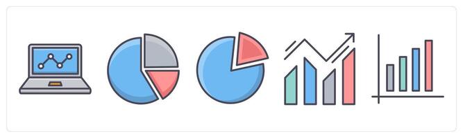 A set of 5 Business icons as online analytics, pie chart, business increase vector
