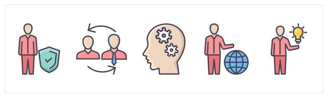 A set of 5 Business icons as security administrator, duties transfer, business management vector