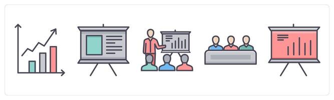 A set of 5 Business icons as business growth, presentation board, business presentation vector