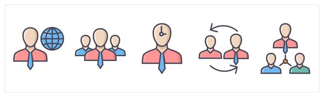 A set of 5 Business icons as global business, team, time management vector