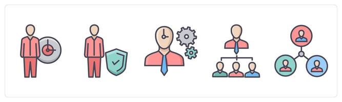 A set of 5 Business icons as time management, security administrator, business management vector