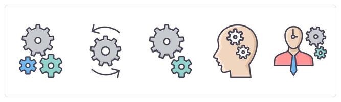A set of 5 Business icons as settings, optimization, configuration vector