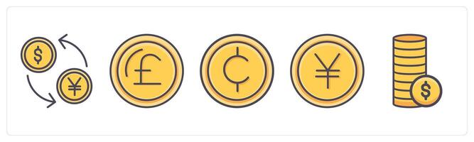A set of 5 Business icons as currency exchange, pound, cent vector