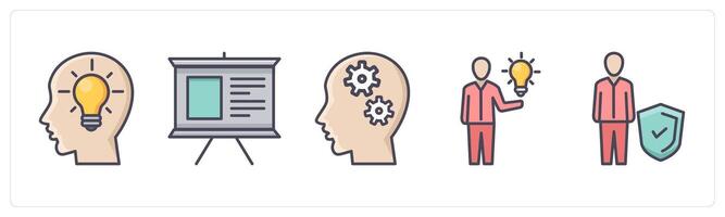 A set of 5 Business icons as business idea, presentation board, business management vector