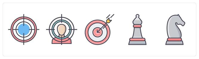 A set of 5 Business icons as focus, customer focus, target vector