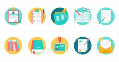 A set of 10 education icons as certificate, checklist, paper pin vector
