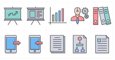 A set of 10 business icons as business presentation, presentation board, business growth vector