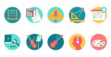 A set of 10 education icons as abacus, calculation, geometry vector
