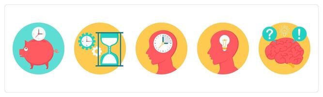 A set of 5 education icons as time savings, time management, idea vector