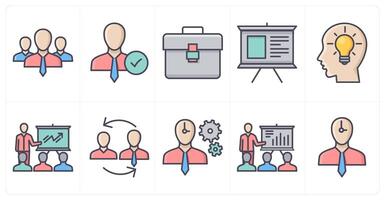 A set of 10 business icons as team, right employee, portfolio vector