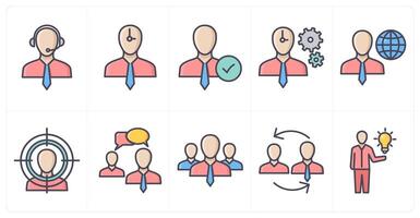 A set of 10 business icons as customer support, time management, right employee vector