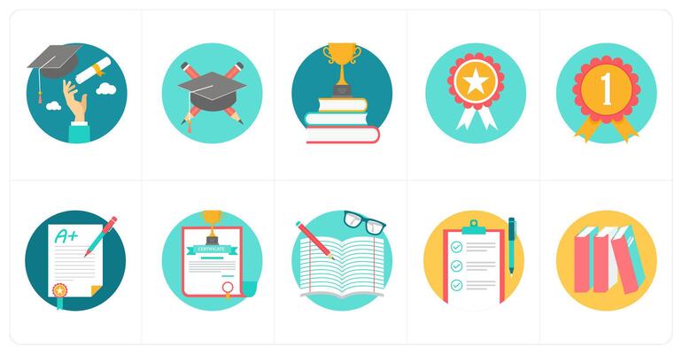 A set of 10 education icons as graduation, education, championship