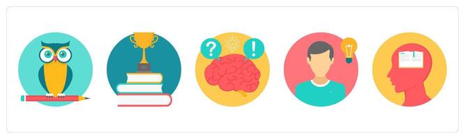A set of 5 education icons as smart class, championship, solution vector