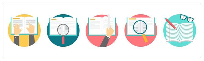 A set of 5 education icons as reading, know how, reading vector