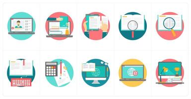 A set of 10 education icons as tutorial, online education, mobile education vector