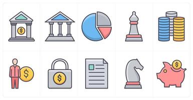 A set of 10 business icons as bank, financial institution, pie chart vector