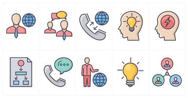 A set of 10 business icons as manager, business conversation, international call vector