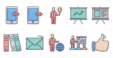 A set of 10 business icons as receive data, send data, business idea vector
