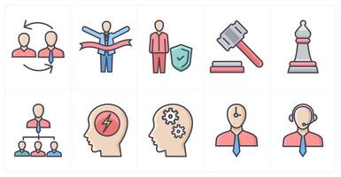 A set of 10 business icons as duties transfer, champion, security administration vector